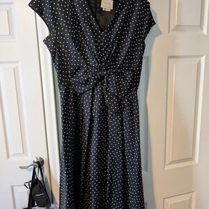 Kate Spade Black Polka Dot "Freesia" Midi Dress